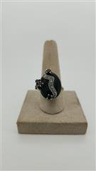 Black Stone Unisex Silver & Stone Ring 925 Silver 7.09g Size:6.5